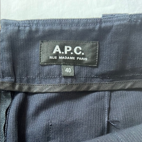 A.P.C. Navy A-Line Mini Skirt with Tie Front - Picture 3 of 5